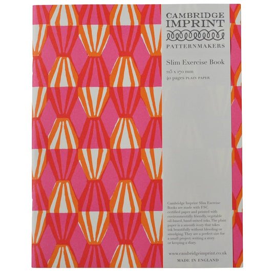 Cambridge Imprint Plain Exercise Book Threadwork Bright Pink and Orange