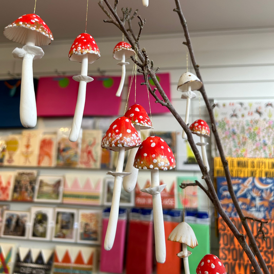 Mushroom Christmas Tree Ornaments Assorted Mix of 5 By Melanie Vincent