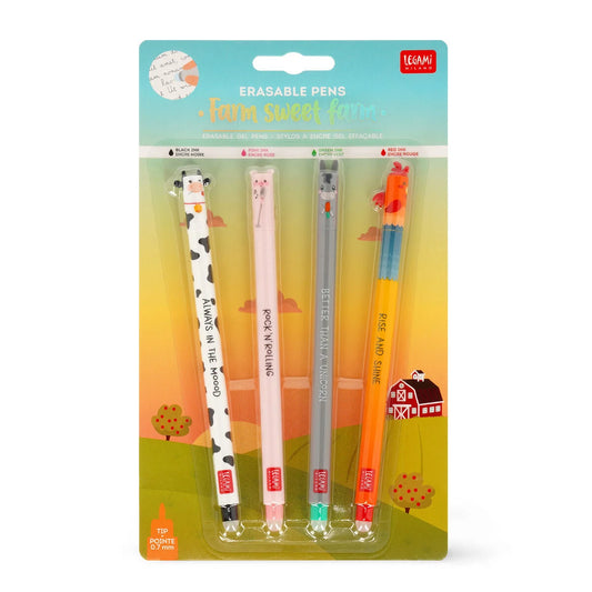Legami Farm Sweet Farm Set of 4 Erasable Gel Pens