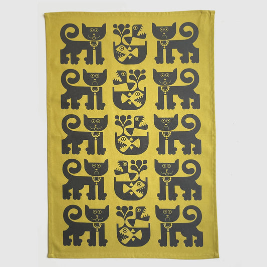 Magpie x Hornsea Cat & Piranha Tea Towel