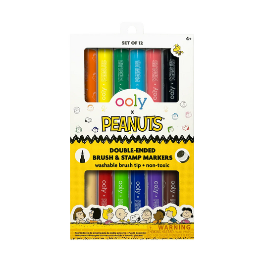 OOLY x Peanuts Double-Ended Brush & Stamp Markers Set of 12