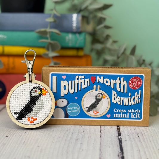 The Crafty Kit Company 'I Puffin Love North Berwick' Mini Matchbox Cross Stitch Kit