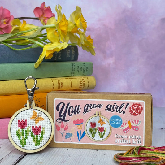 The Crafty Kit Company 'You Grow Girl!' Mini Matchbox Cross Stitch Kit