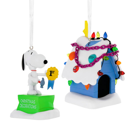 Hallmark Peanuts™ Set Of 2 Snoopy and Doghouse Ornaments