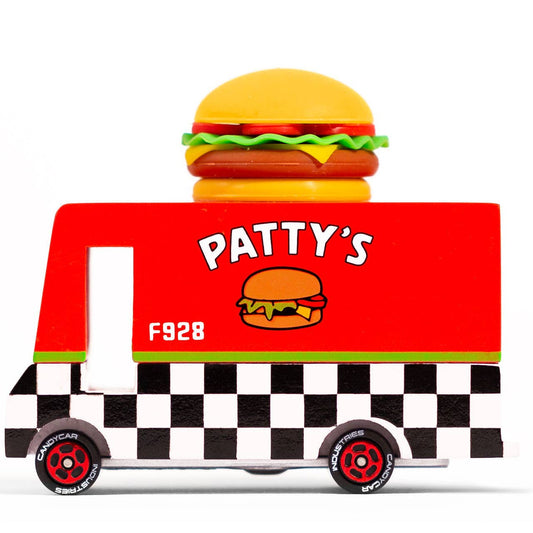 Candyvan - Hamburger Van - Wooden Diecast Toy Car Candylab