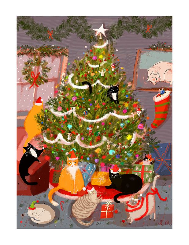 Art Press Meowy Christmas 5 Pack of Christmas Cards