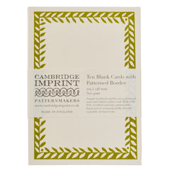 Cambridge Imprint 10 Postcards with Patterned Border in Bawden Green