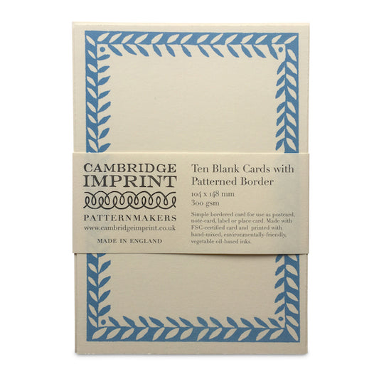 Cambridge Imprint 10 Postcards with Patterned Border in Blue
