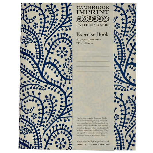 Cambridge Imprint Exercise Book Seaweed Paisley Prussian Blue (Lined)