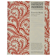 Cambridge Imprint Lined Exercise Book Seaweed Paisley Crimson
