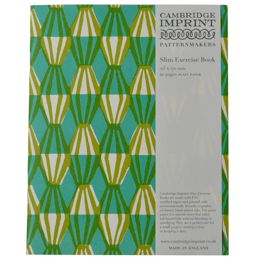 Cambridge Imprint Exercise Book Threadwork Sap Green and Turquoise