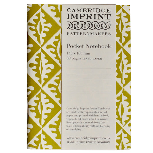 Cambridge Imprint Pocket Notebook Oak Leaves Sap Green