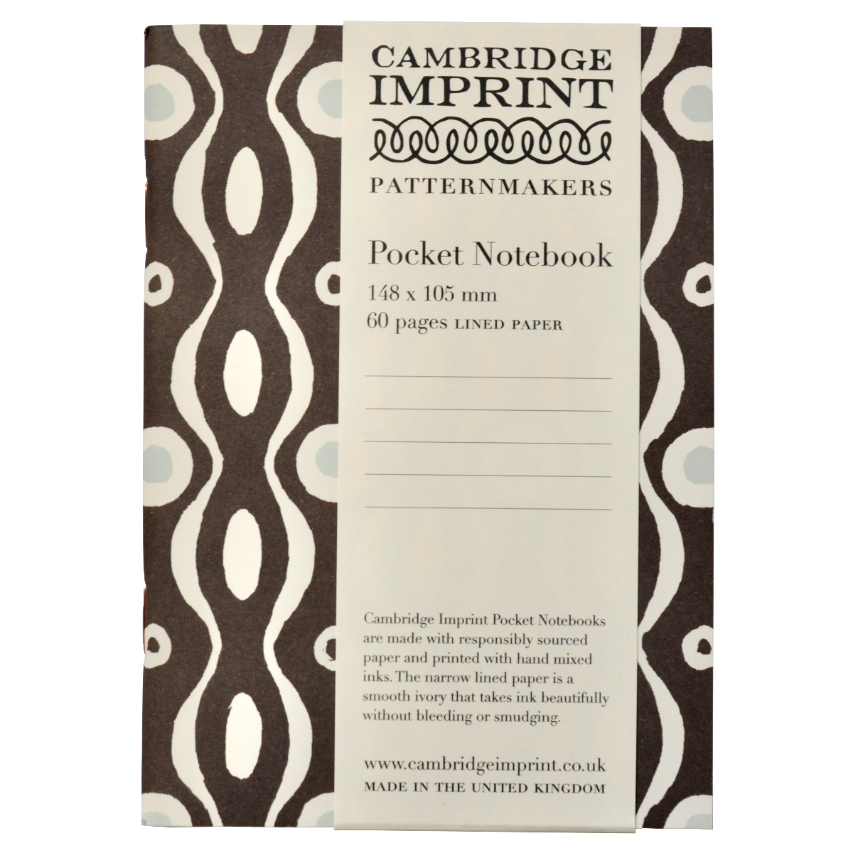 Cambridge Imprint Lined Pocket Notebook Persephone Charcoal and Pale Blue