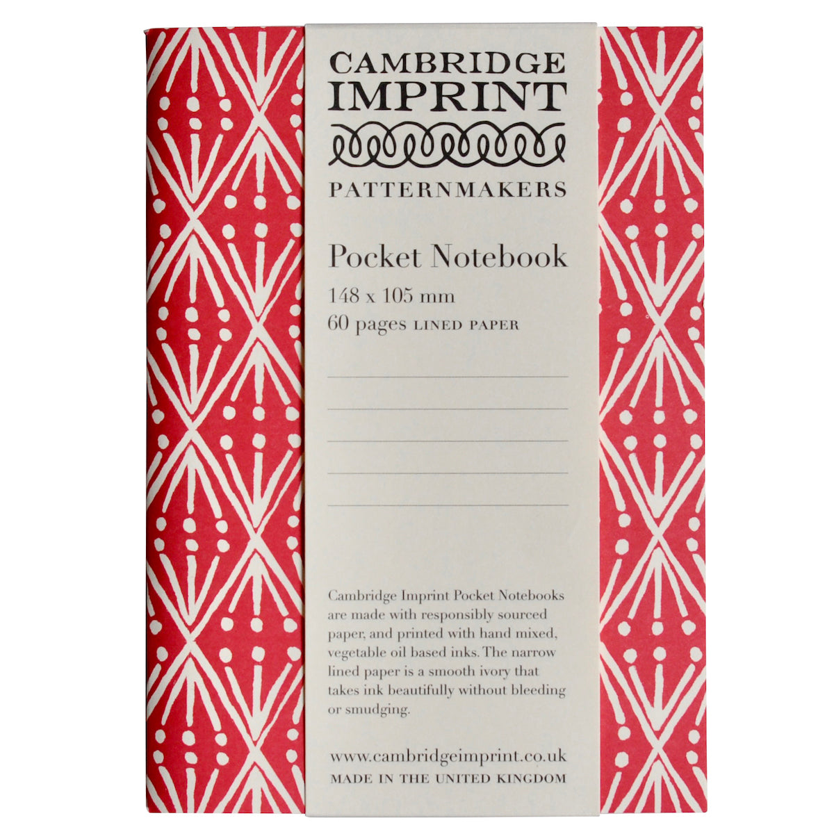 Cambridge Imprint Lined Pocket Notebook Selvedge Madder