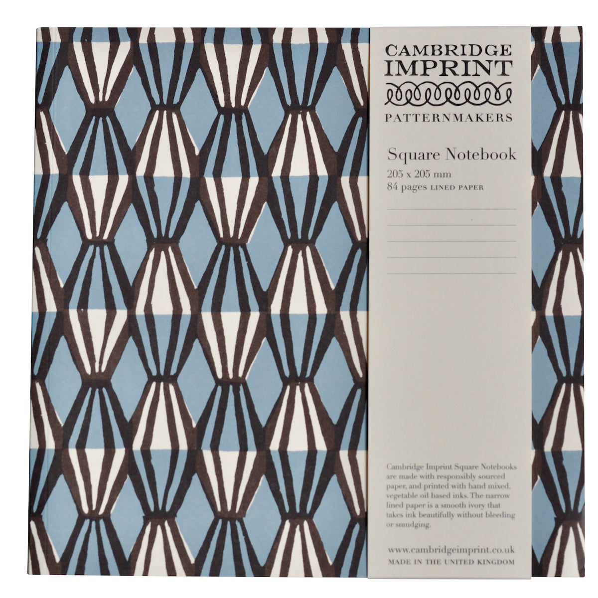 Cambridge Imprint Square Notebook with Lined Paper in Threadwork Blue and Coffee