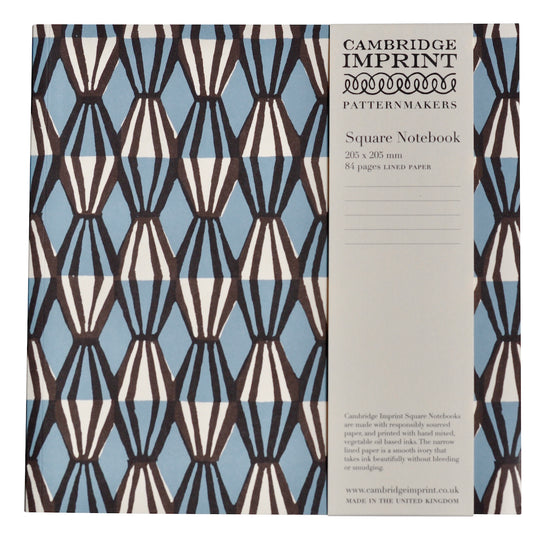 Cambridge Imprint Square Notebook with Lined Paper in Threadwork Blue and Coffee