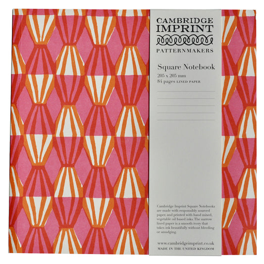 Cambridge Imprint Square Notebook with Lined Paper in Threadwork Pink and Orange
