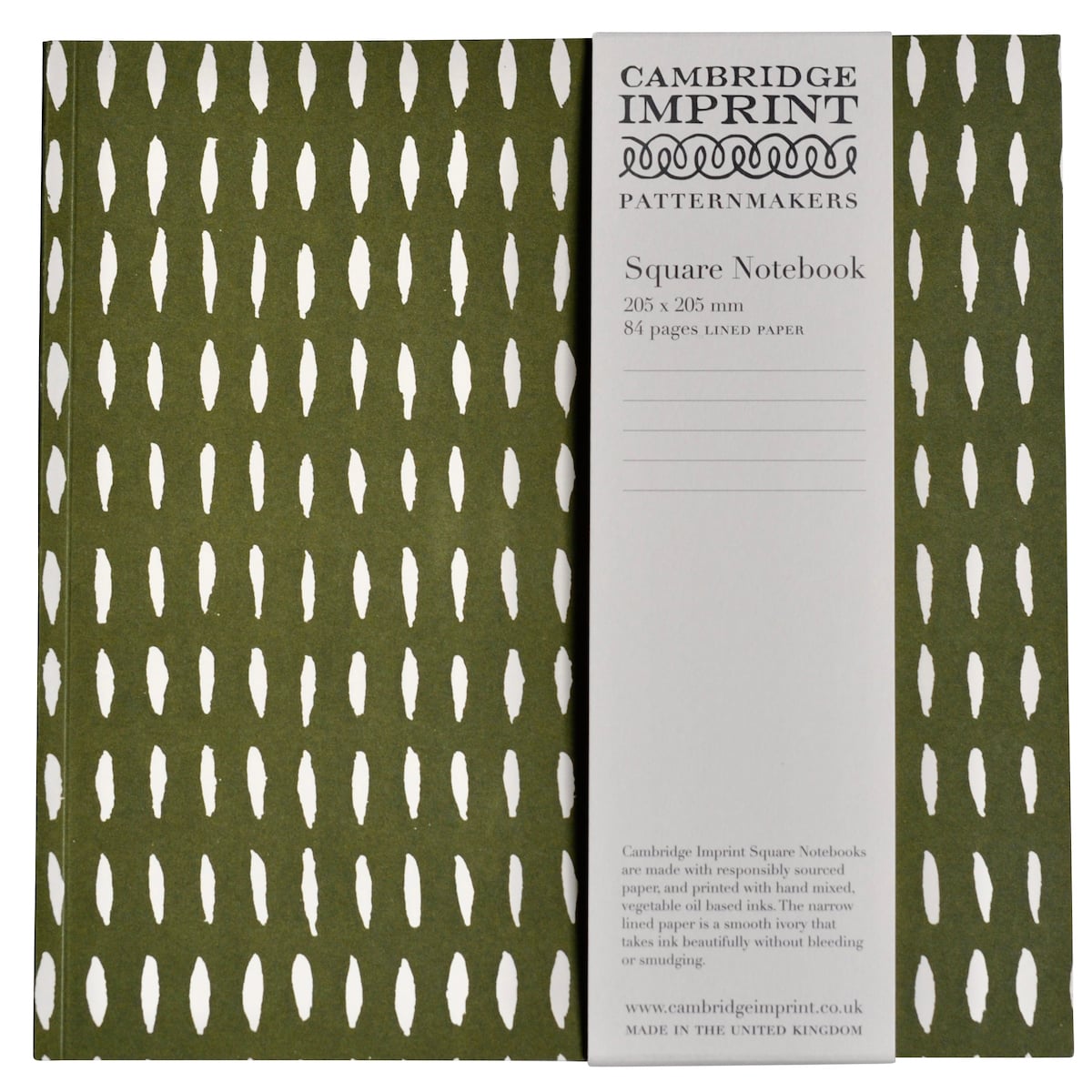 Cambridge Imprint Square Lined Notebook Seed Olive