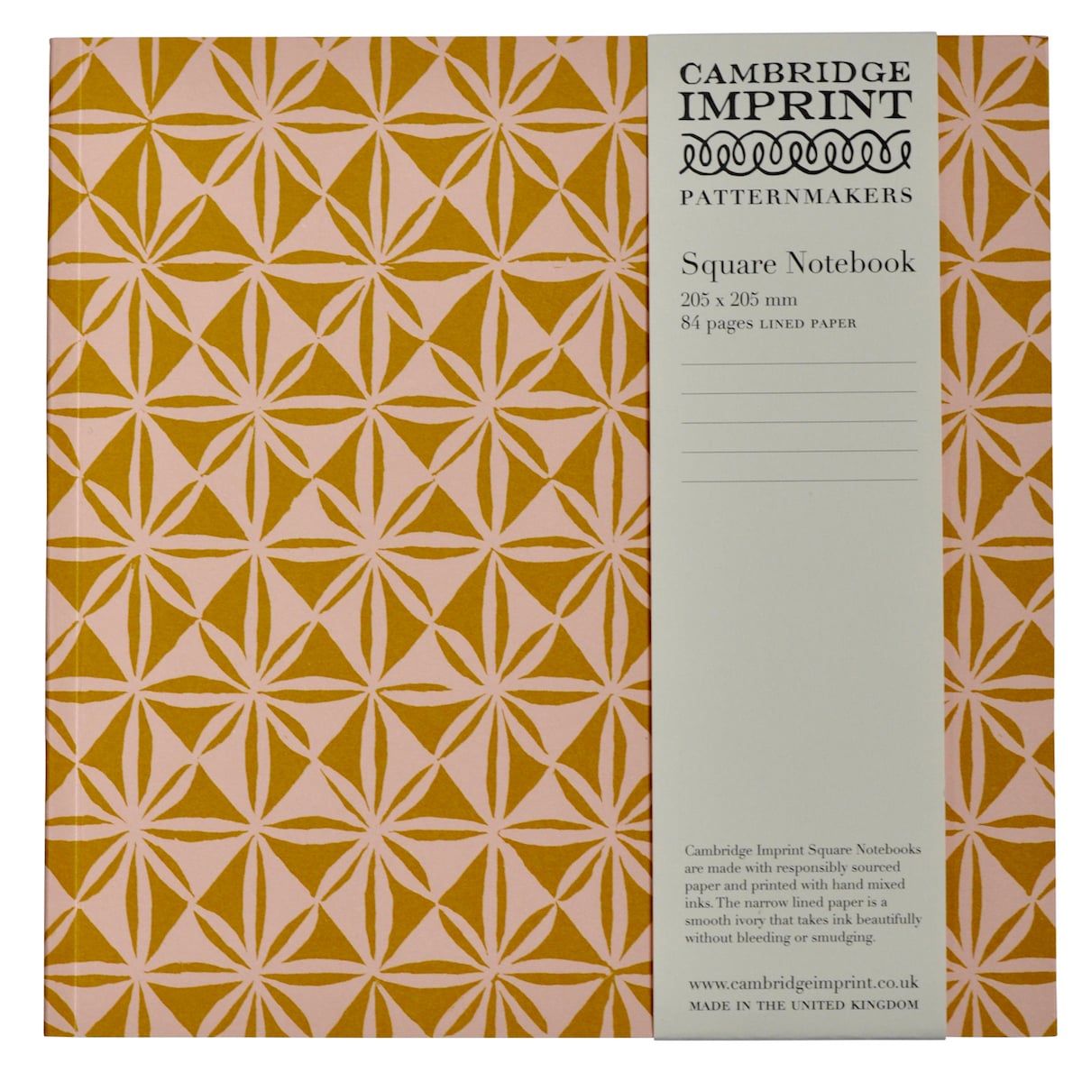 Cambridge Imprint Square Notebook with Lined Paper in Windmill Pink Sand