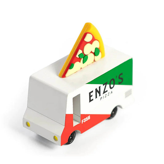 Candylab Pizza Van Wooden Diecast Toy Car
