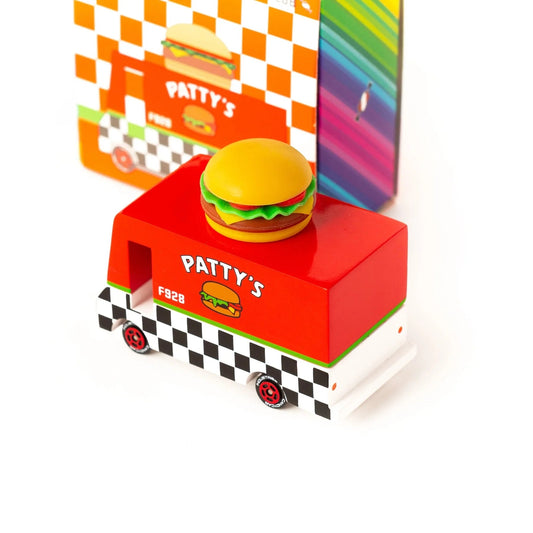 Candyvan - Hamburger Van - Wooden Diecast Toy Car Candylab
