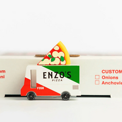 Candylab Pizza Van Wooden Diecast Toy Car