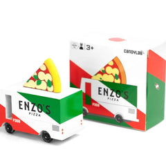 Candylab Pizza Van Wooden Diecast Toy Car