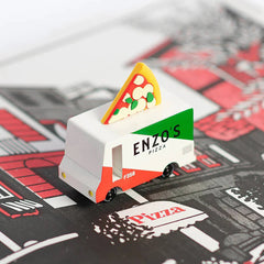 Candylab Pizza Van Wooden Diecast Toy Car