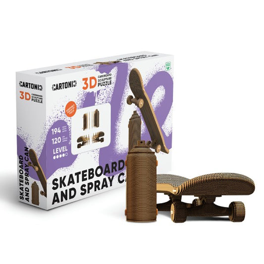 Cartonic Skateboard and Spray Can 3D Puzzle