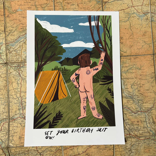 Dick Vincent Illustration Birthday Suit Print