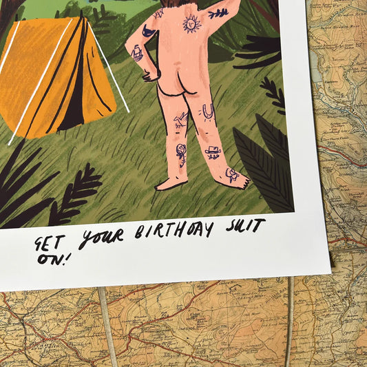 Dick Vincent Illustration Birthday Suit Print