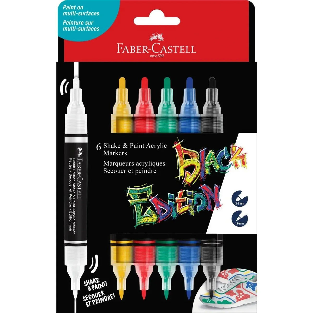 Faber-Castell Black Edition Shake & Paint 6 Classic Acrylic Markers