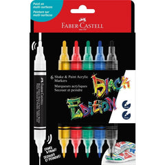 Faber-Castell Black Edition Shake & Paint 6 Classic Acrylic Markers