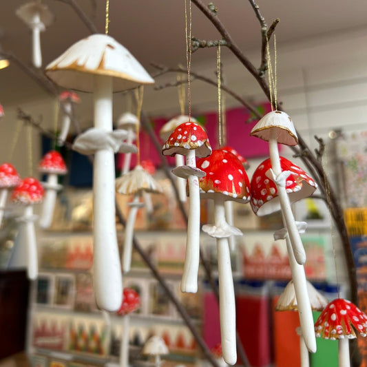 Mushroom Christmas Tree Ornaments Assorted Mix of 5 By Melanie Vincent