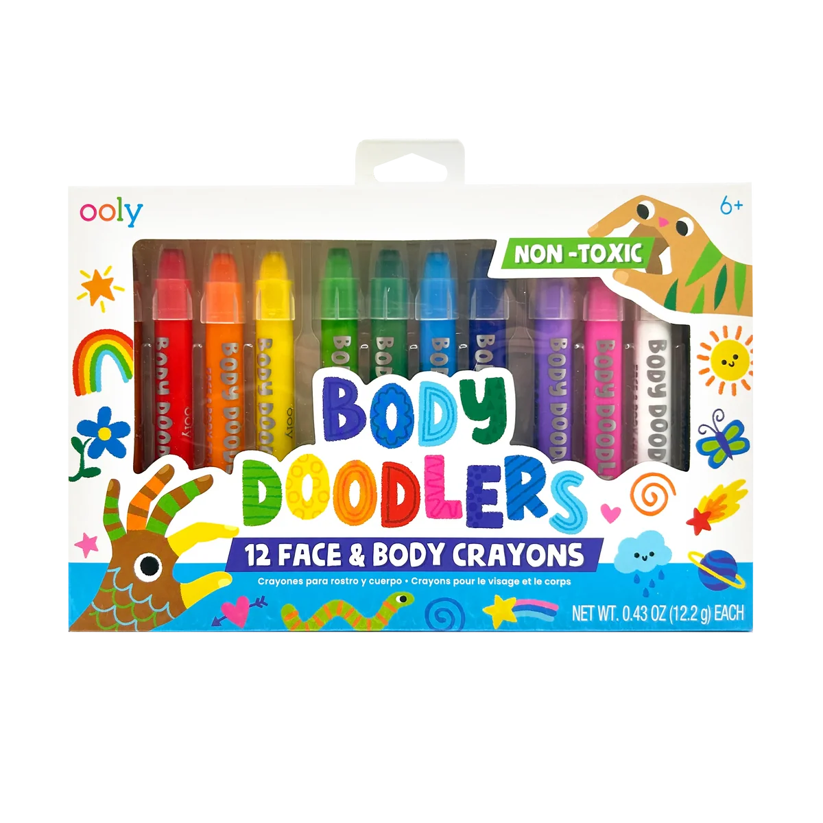 OOLY Body Doodlers - Face & Body Crayons Set of 12