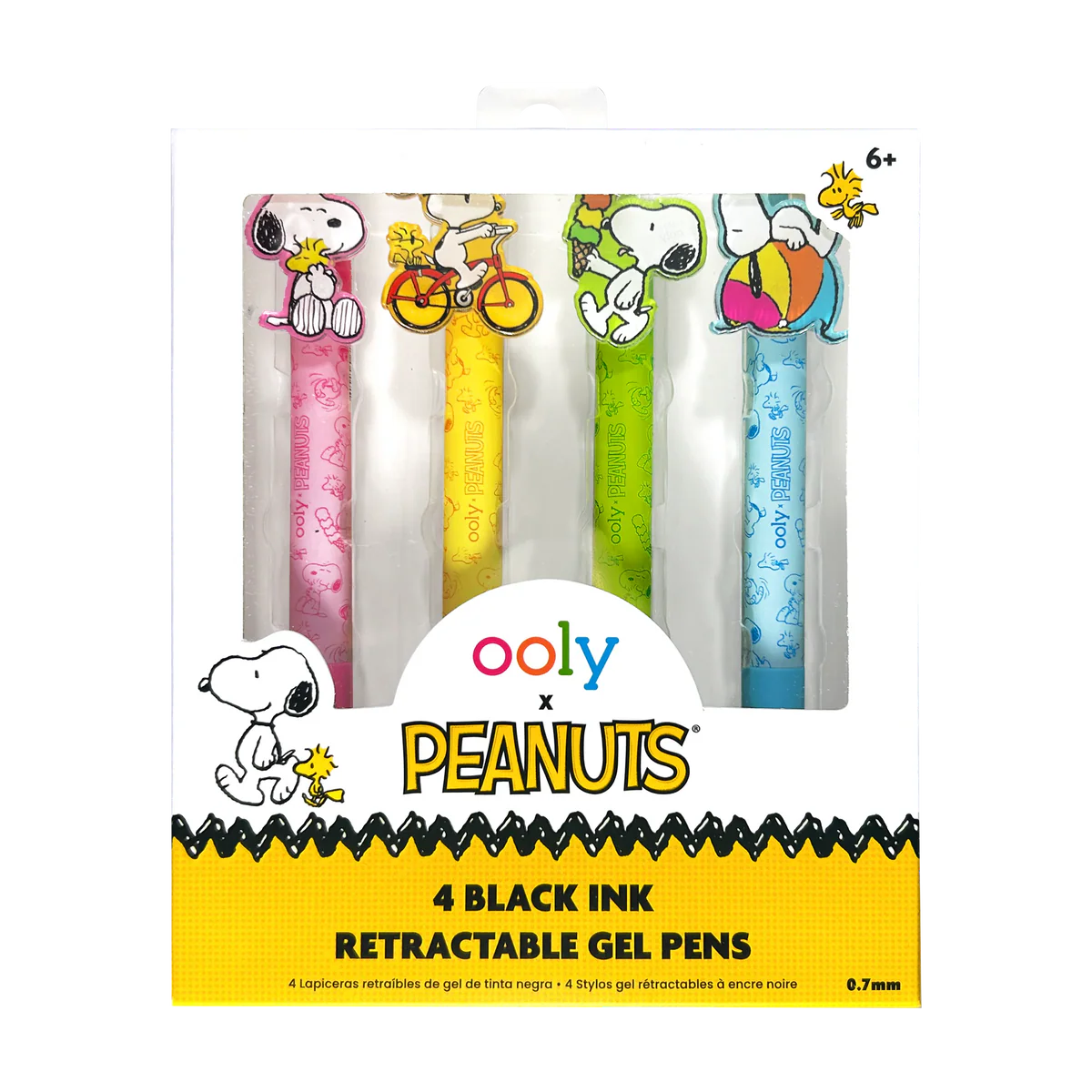 OOLY x Peanuts Black Ink Retractable Gel Pens Set of 4