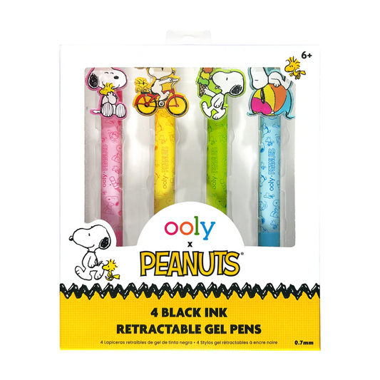 OOLY x Peanuts Black Ink Retractable Gel Pens Set of 4
