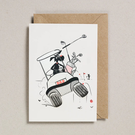 Rusty Studio Dad Golf Buggy Riso Print Greeting Card
