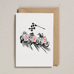 Rusty Studio Dad Race Car Riso Print Greeting Card