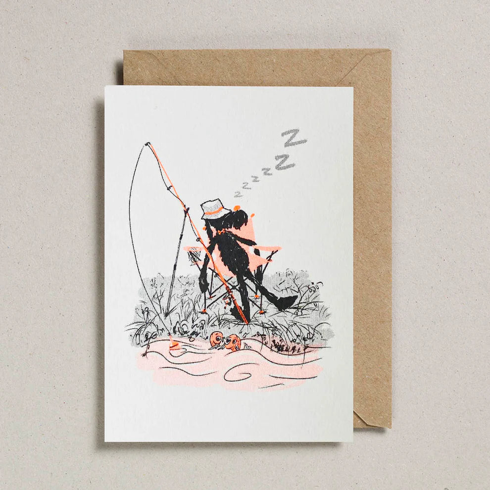 Rusty Studio Gone Fishing Riso Print Greeting Card