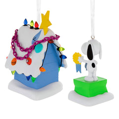 Hallmark Peanuts™ Set Of 2 Snoopy and Doghouse Ornaments